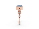 Rose gold Fancy Blue Princess  Cut Diamond Milgrain Marquise Band with Prong Setting_5