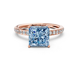 Rose gold Fancy Blue Princess  Cut Diamond Pavé Band Ring with Four-Prong Setting_24
