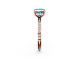 Rose gold Fancy Blue Princess  Cut Diamond Pavé Band Ring with Four-Prong Setting_26