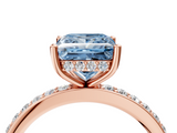 Rose gold Fancy Blue Princess  Cut Diamond Pavé Band Ring with Four-Prong Setting_28