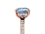 Rose gold Fancy Blue Princess  Cut Diamond Pavé Band Ring with Four-Prong Setting_29