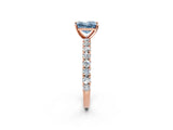 Rose gold Fancy Blue Princess Cut Diamond Pavé Band Solitaire Ring with Prong Setting_65