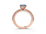 Rose gold Fancy Blue Princess Cut Diamond Pavé Band Solitaire Ring with Prong Setting_66