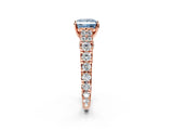 Rose gold Fancy Blue Princess  Cut Diamond Pavé Band Solitaire with Four-Prong Setting_17