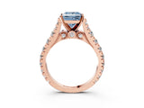 Rose gold Fancy Blue Princess  Cut Diamond Pavé Band Solitaire with Four-Prong Setting_18