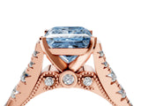 Rose gold Fancy Blue Princess  Cut Diamond Pavé Band Solitaire with Four-Prong Setting_19
