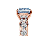 Rose gold Fancy Blue Princess  Cut Diamond Pavé Band Solitaire with Four-Prong Setting_20