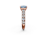 Rose gold Fancy Blue Princess  Cut Diamond Pavé Band Solitaire with Four-Prong Setting_5
