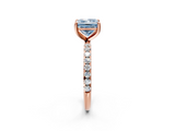 Rose gold Fancy Blue Princess  Cut Diamond Pavé Band Solitaire with Four-Prong Setting_5