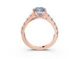 Rose gold Fancy Blue Princess  Cut Diamond Pavé Band Solitaire with Four-Prong Setting_6