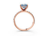 Rose gold Fancy Blue Princess  Cut Diamond Pavé Band Solitaire with Four-Prong Setting_6