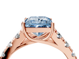 Rose gold Fancy Blue Princess  Cut Diamond Pavé Band Solitaire with Four-Prong Setting_7