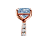 Rose gold Fancy Blue Princess  Cut Diamond Pavé Band Solitaire with Four-Prong Setting_8