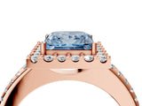 Rose gold Fancy Blue Princess Cut Diamond Pavé Halo Ring with Four-Prong Setting_40