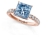 Rose gold Fancy Blue Princess Cut Diamond Pavé Solitaire Engagement Ring with Four-Prong Setting_72