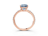 Rose gold Fancy Blue Princess Cut Diamond Pavé Solitaire Engagement Ring with Four-Prong Setting_74