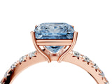 Rose gold Fancy Blue Princess Cut Diamond Pavé Solitaire Engagement Ring with Four-Prong Setting_75