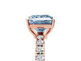 Rose gold Fancy Blue Princess Cut Diamond Pavé Solitaire Engagement Ring with Four-Prong Setting_76