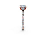 Rose gold Fancy Blue Princess Cut Diamond Pavé Solitaire Ring with Round Band and Prong Setting_14