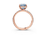 Rose gold Fancy Blue Princess Cut Diamond Pavé Solitaire Ring with Round Band and Prong Setting_15