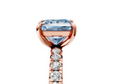 Rose gold Fancy Blue Princess Cut Diamond Pavé Solitaire Ring with Round Band and Prong Setting_17