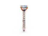 Rose gold Fancy Blue Princess Cut Diamond Pavé Solitaire Ring with Round Band and Prong Setting_26
