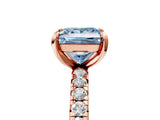 Rose gold Fancy Blue Princess Cut Diamond Pavé Solitaire Ring with Round Band and Prong Setting_29