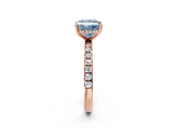 Rose gold Fancy Blue Princess Cut Diamond Pave Band Solitaire Ring with Four-Prong Setting_60