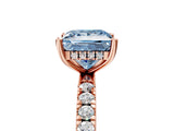 Rose gold Fancy Blue Princess Cut Diamond Pave Band Solitaire Ring with Four-Prong Setting_63