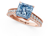 Rose gold Fancy Blue Princess  Cut Diamond Pave Band with Four-Prong Setting_39