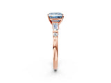 Rose gold Fancy Blue Princess  Cut Diamond Ring with Baguette Side Stones, Channel Set Band, and Four-Prong Setting_26