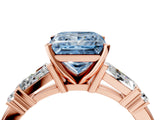 Rose gold Fancy Blue Princess  Cut Diamond Ring with Baguette Side Stones, Channel Set Band, and Four-Prong Setting_28