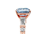 Rose gold Fancy Blue Princess  Cut Diamond Ring with Baguette Side Stones, Channel Set Band, and Four-Prong Setting_29