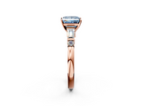 Rose gold Fancy Blue Princess  Cut Diamond Ring with Baguette Side Stones, Channel Set Band, and Four-Prong Setting_5