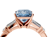 Rose gold Fancy Blue Princess  Cut Diamond Ring with Baguette Side Stones, Channel Set Band, and Four-Prong Setting_7