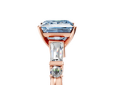 Rose gold Fancy Blue Princess  Cut Diamond Ring with Baguette Side Stones, Channel Set Band, and Four-Prong Setting_8