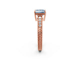 Rose gold Fancy Blue Princess Cut Diamond Ring with Milgrain Pavé Band and Four-Prong Setting_23