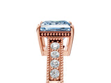 Rose gold Fancy Blue Princess Cut Diamond Ring with Milgrain Pavé Band and Four-Prong Setting_26