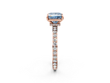 Rose gold Fancy Blue Princess  Cut Diamond Ring with Pavé Band and Four-Prong Setting_72