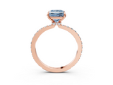 Rose gold Fancy Blue Princess  Cut Diamond Ring with Pavé Band and Four-Prong Setting_73