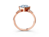 Rose gold Fancy Blue Princess Cut Diamond Ring with Side Stones and Four-Prong Setting_102