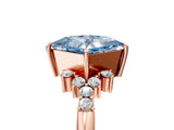 Rose gold Fancy Blue Princess Cut Diamond Ring with Side Stones and Four-Prong Setting_104