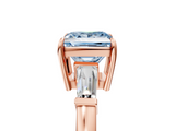 Rose gold Fancy Blue Princess  Cut Diamond Ring with Tapered Baguette Side Stones in Four-Prong Setting_8