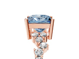 Rose gold Fancy Blue Princess Cut Diamond Scattered Round Accent Ring with Prong Setting_17