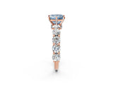 Rose gold Fancy Blue Princess Cut Diamond Side Stone Engagement Ring with Four-Prong Setting_26