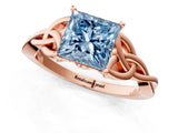 Rose gold Fancy Blue Princess Cut Diamond Solitaire Celtic Knot Ring with Four-Prong Setting_61