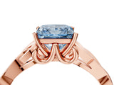 Rose gold Fancy Blue Princess Cut Diamond Solitaire Celtic Knot Ring with Four-Prong Setting_64