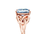 Rose gold Fancy Blue Princess Cut Diamond Solitaire Celtic Knot Ring with Four-Prong Setting_65