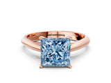 Rose gold Fancy Blue Princess Cut Diamond Solitaire Engagement Ring with Cathedral Setting and Four-Prong Mount_131