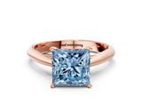 Rose gold Fancy Blue Princess Cut Diamond Solitaire Engagement Ring with Cathedral Setting and Four-Prong Mount_24